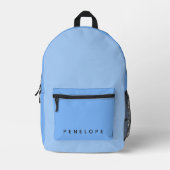 Soft Pastel Blue Color Block Modern Monogrammed Printed Backpack (Front)