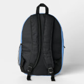 Soft Pastel Blue Color Block Modern Monogrammed Printed Backpack (Back)