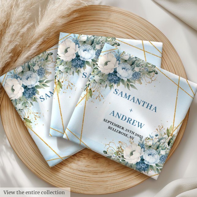 Soft pastel blue dusty green white gold wedding cloth napkin (Soft pastel blue dusty green white gold wedding cloth napkin)