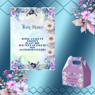 Soft Pastel Blue Flowers Purple Lilac Baby Shower Enclosure Card