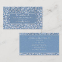 Soft Pastel Blue & Gray White Floral Boho Pattern