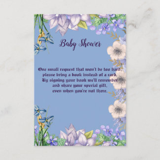 Soft Pastel Blue Purple Blooms Floral Baby Shower Enclosure Card