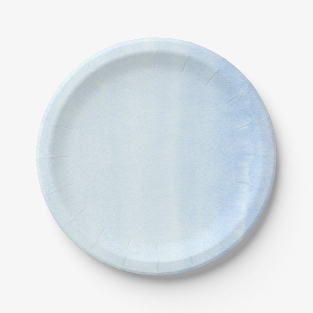 Soft Pastel Blue Watercolors Paper Plates (Front)