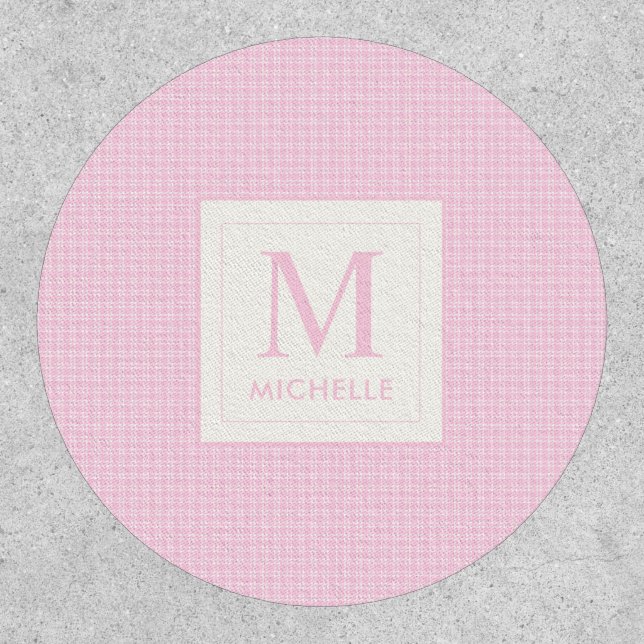 Soft Pastel Blush Baby Pink and White Checkered Patch (Front)