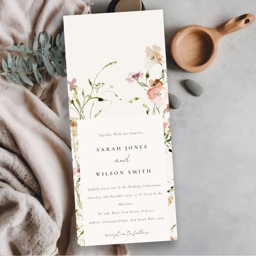 Soft Pastel Blush Meadow Watercolor Floral Wedding Invitation