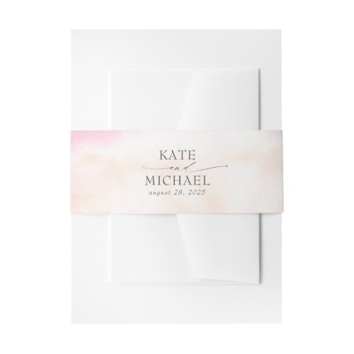 Soft Pastel Blush Peachy Pinks Watercolors Invitation Belly Band