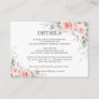 Soft Pastel Blush Pink Floral Wedding Details Info Enclosure Card