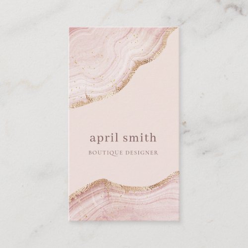 Soft Pastel Blush Rose Gold Agate Marble Texture Business Card