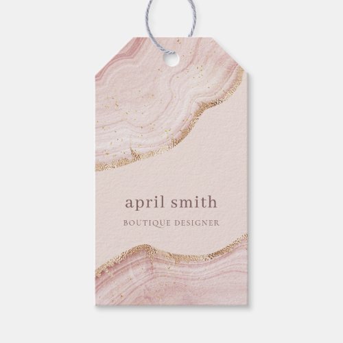  Soft Pastel Blush Rose Gold Agate Marble Texture Gift Tags