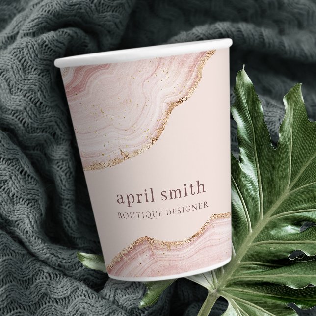  Soft Pastel Blush Rose Gold Agate Marble Texture Paper Cups (Creator Uploaded)