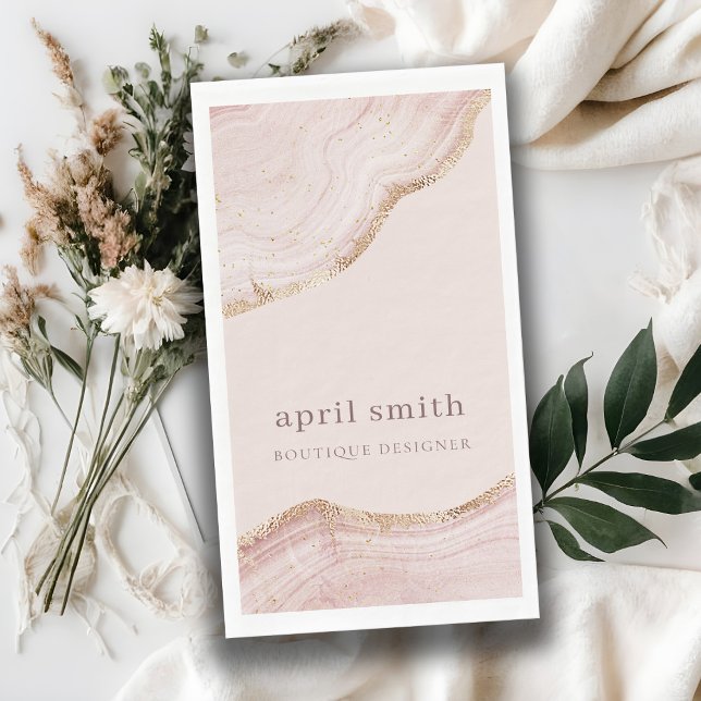 Soft  Pastel Blush Rose Gold Agate Marble Texture Paper Guest Towels (Creator Uploaded)