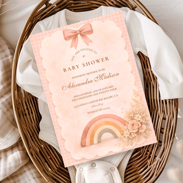 Soft Pastel Boho Rainbow Baby Shower Invitation (Creator Uploaded)