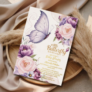 Soft Pastel Butterfly Baby Shower Foil Invitation