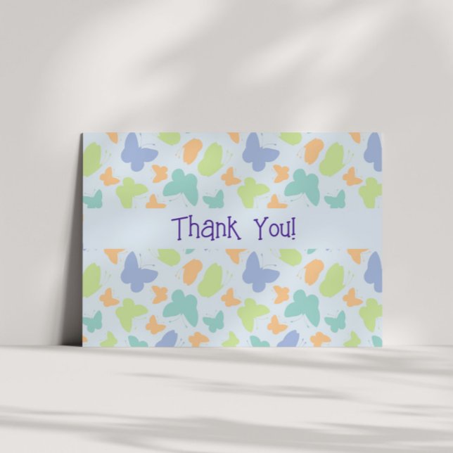 Soft Pastel Butterfly Flutters Personalized Letterpress Thank You Card (Creator Uploaded)