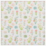 Soft Pastel Cactus &amp; Succulent Pattern Fabric
