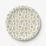 Soft Pastel Cactus &amp; Succulent Pattern Paper Plates