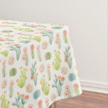 Soft Pastel Cactus &amp; Succulent Pattern Tablecloth