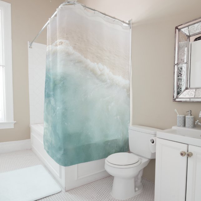 Soft Pastel Caribbean Ocean Bliss 1 Shower Curtain (In Situ)