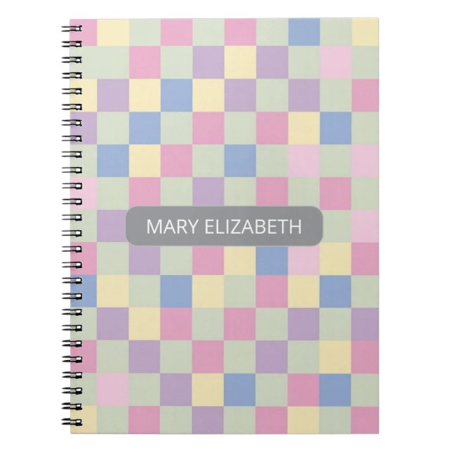 Soft Pastel Checkerboard Personalized Notebook (Front)
