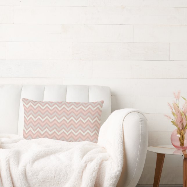 Soft Pastel Chevron Zigzag Pattern Lumbar Pillow (Couch)
