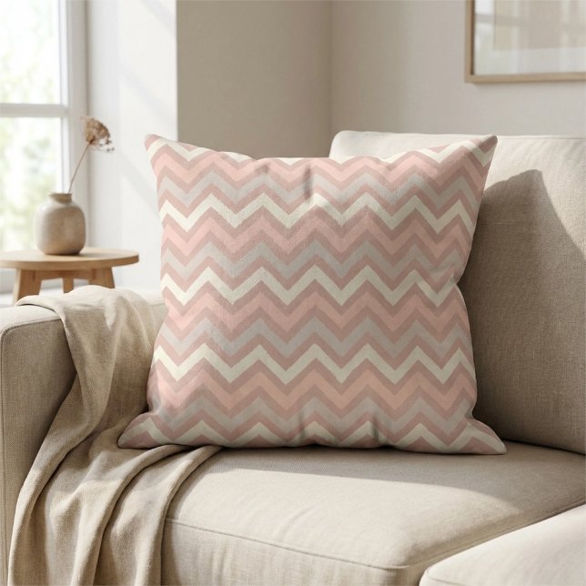 Soft Pastel Chevron Zigzag Pattern Throw Pillow (Soft Pastel Chevron Zigzag Pattern Throw Pillow 16"x16")