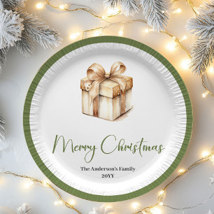 Soft Pastel Christmas Custom Family Name Party  Paper Plates