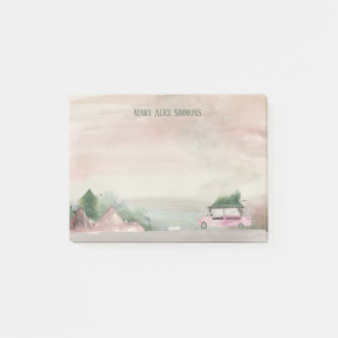 Soft Pastel Christmas Scene Getting a Tree Post-it Notes