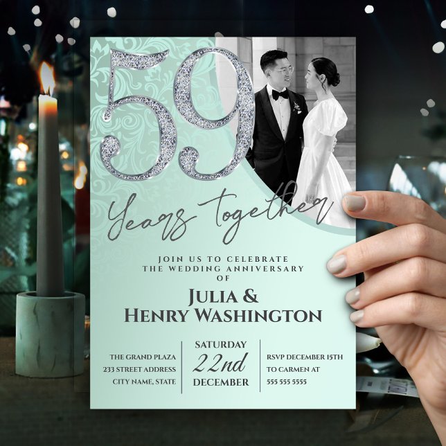 Soft Pastel Color 59th Wedding Anniversary  Invitation (Creator Uploaded)