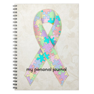 Soft Pastel Color Autism Ribbon Awareness Design Notebook