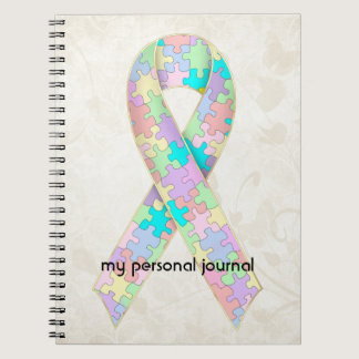 Soft Pastel Color Autism Ribbon Awareness Design Notebook