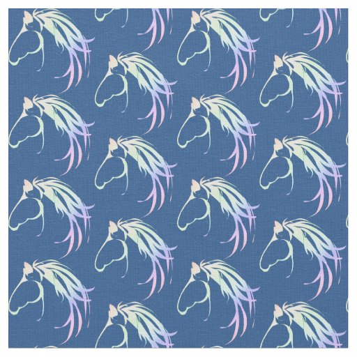 Soft Pastel Colorful Horse Head Logo art Fabric