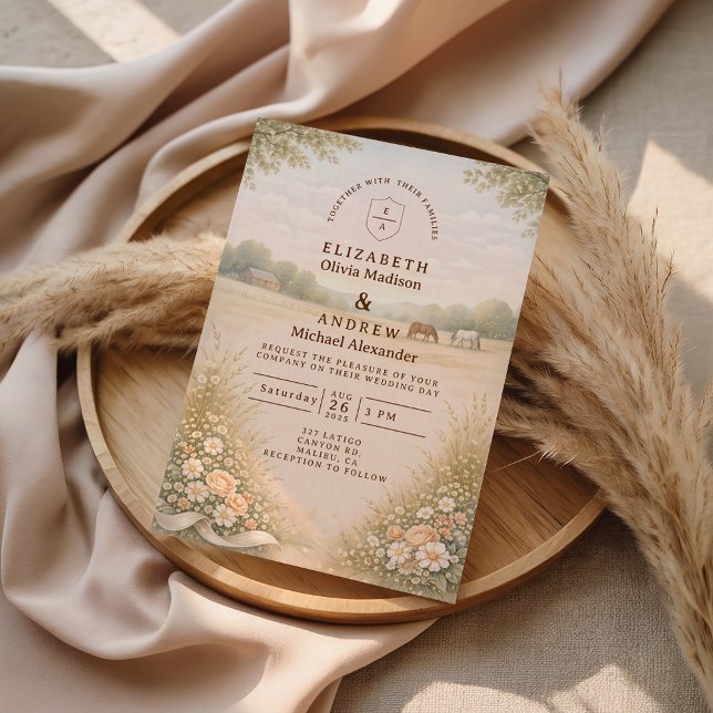 Soft Pastel Countryside Meadow Wedding Invitation (Creator Uploaded)