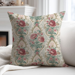Soft Pastel Damask Pillow Victorian-Inspired Style