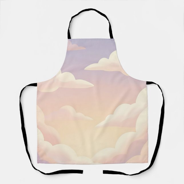 Soft Pastel Dreamy Clouds Lavender Pink Sky  Apron (Front)