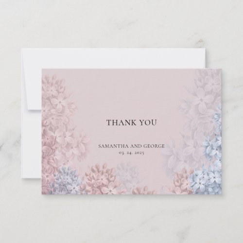 Soft pastel dusty pink dusty blue spring hyacinths thank you card