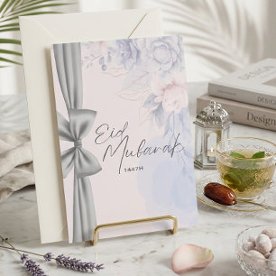 Soft Pastel Eid Mubarak Greeting Card Elegant Flor