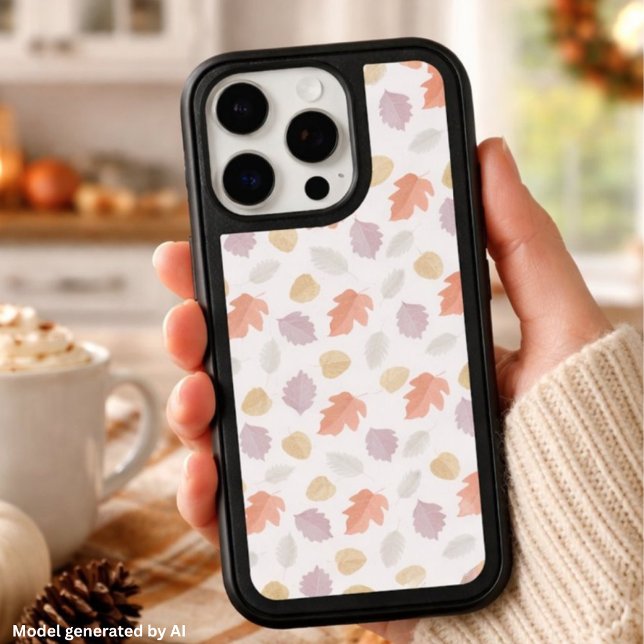 Soft Pastel Fall Leaf Pattern | Minimalist Autumn Otterbox iPhone Case (Creator Uploaded)