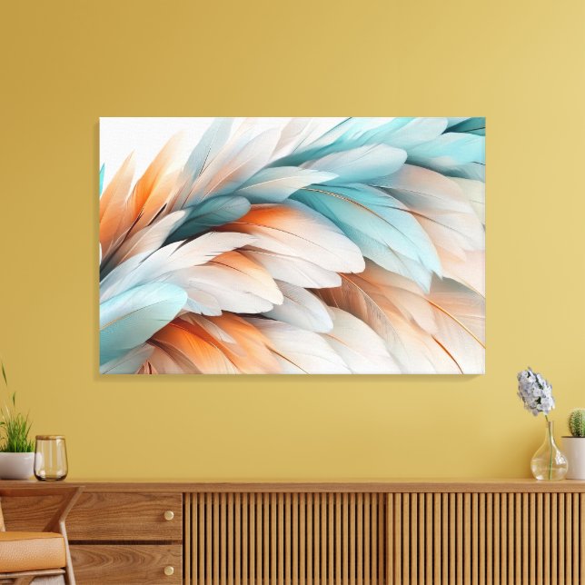 Soft Pastel Feathers Canvas Print (Insitu(LivingRoom))