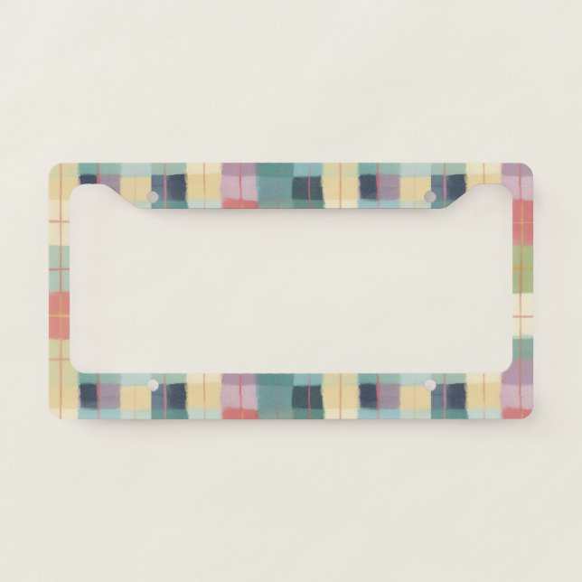 Soft Pastel Flannel Plaid License Plate Frame (Front)