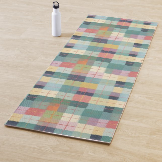 Soft Pastel Flannel Plaid Yoga Mat (In Situ)