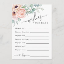 Soft Pastel Floral Baby Shower Wishes for Baby Enclosure Card