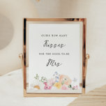 Soft Pastel Floral Bridal Shower Kisses Game Sign at Zazzle