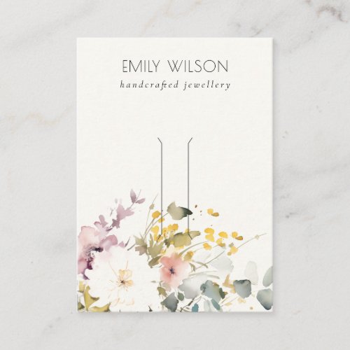 Soft Pastel Floral Bunch Hairpin Jewelry Display Business Card