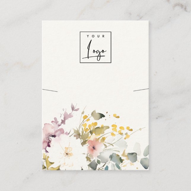 Soft Pastel Floral Bunch Necklace Logo Display Business Card (Front)