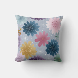 Soft Pastel Floral Burst Throw Pillow