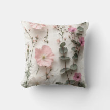 Soft Pastel Floral Eucalyptus Nature Art pillow