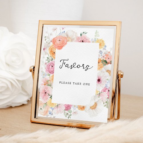 Soft Pastel Floral Favors Sign