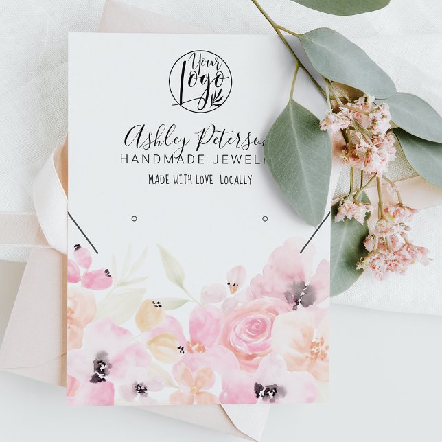 Soft pastel floral logo jewelry earring necklace business card (Creator Uploaded)