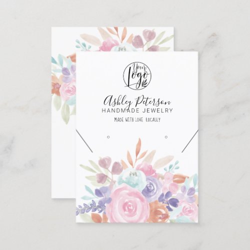Soft pastel floral logo  jewelry earring necklace business card