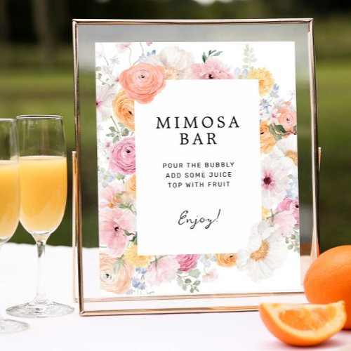 Soft Pastel Floral Mimosa Bar Sign
